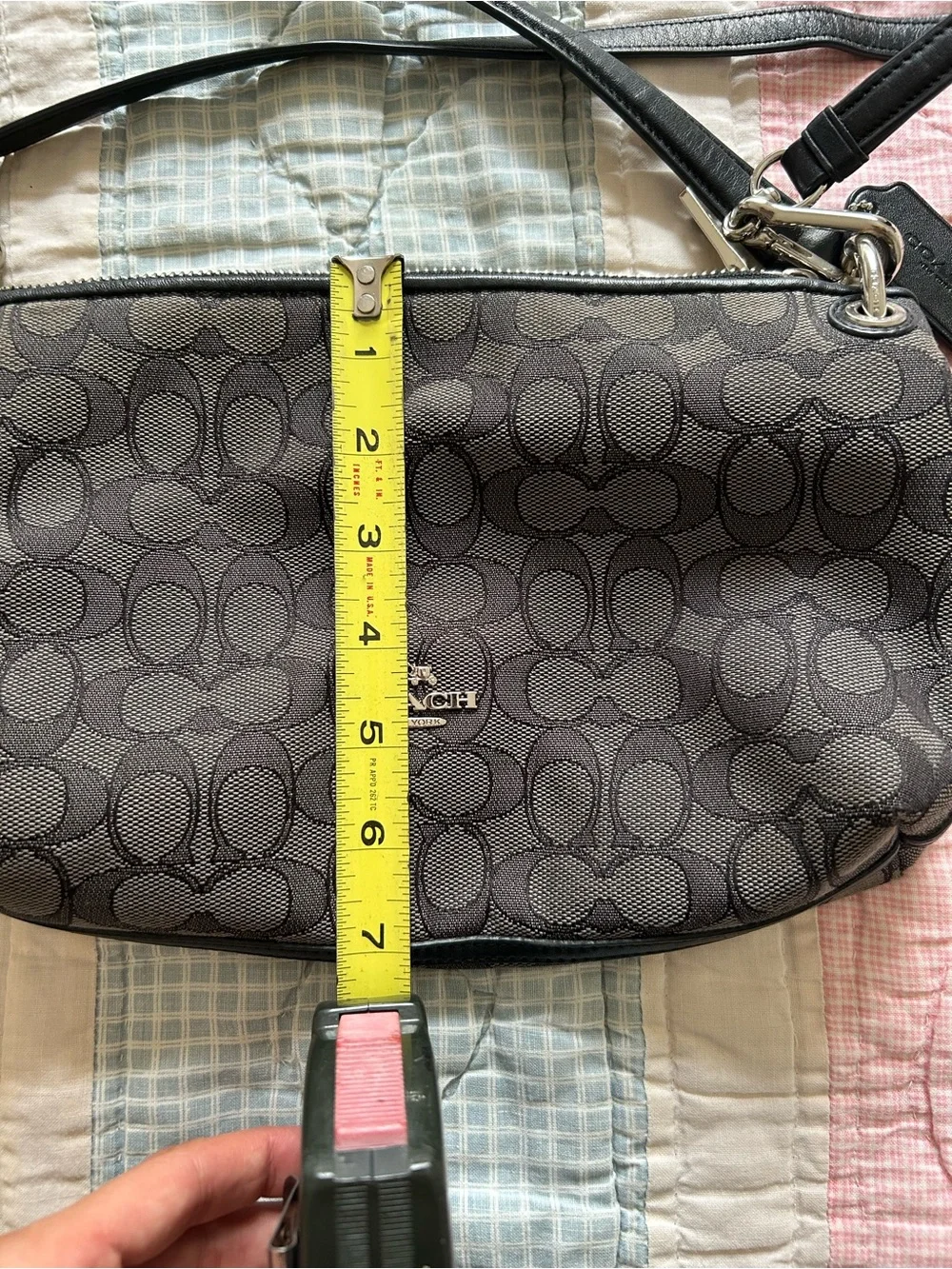 Coach Black and Gray Signature Mini Crossbody Bag